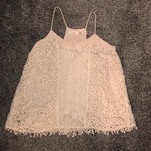 Boutique/ Creme Tank Top with lace on top
